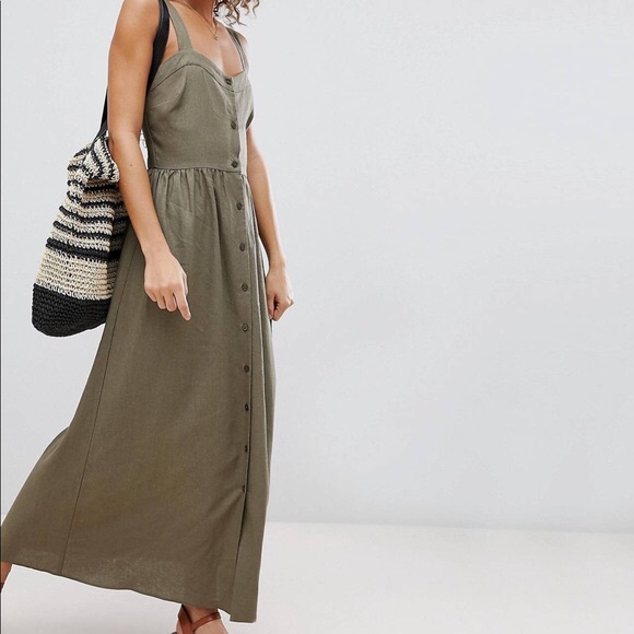 ASOS Dresses & Skirts - ASOS olive linen maxi dress